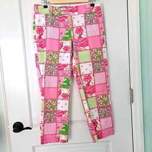 Lilly Pulitzer Cropped Pants Pink Patchwork 4